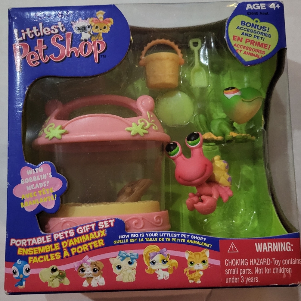 2006 LPS Portable Pets Gift Set with Tree Frog 050 & RARE Hermit Crab 062 NIB